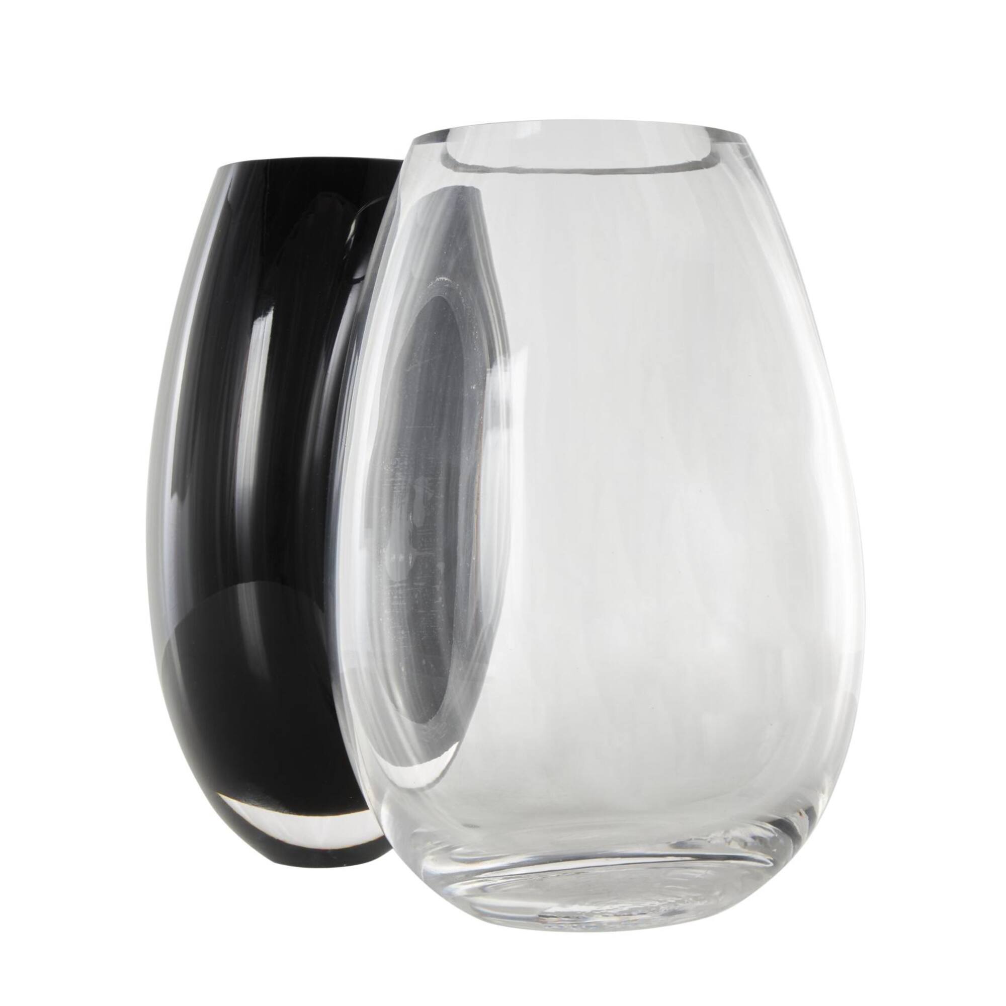 Black & Clear Abstract 2 Opening Recycled Glass Vase